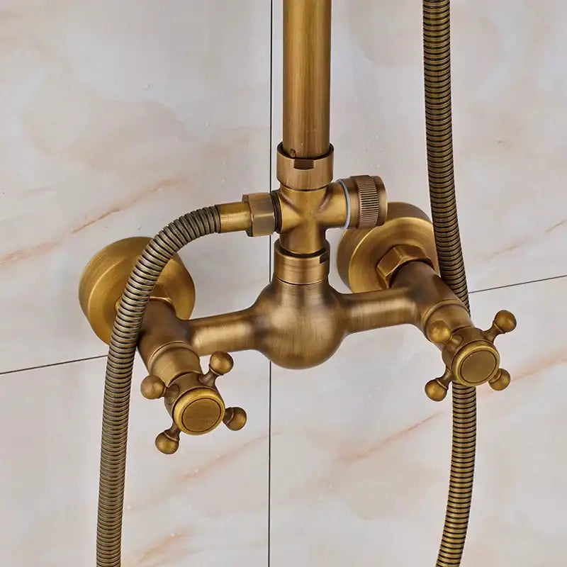 DecorBites™ Antique Shower Mixer Tap Set with 8" Rainfall Shower Head and Dual Handles