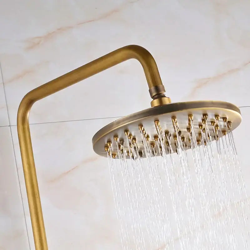DecorBites™ Antique Shower Mixer Tap Set with 8" Rainfall Shower Head and Dual Handles