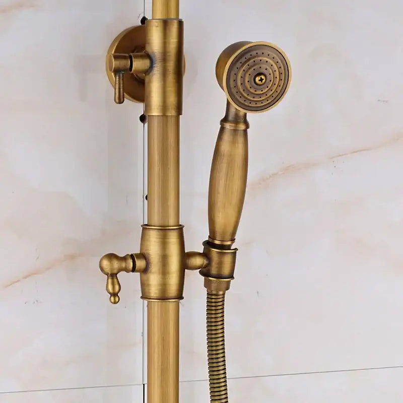 DecorBites™ Antique Shower Mixer Tap Set with 8" Rainfall Shower Head and Dual Handles