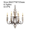 DecorBites™ Antique White Wooden Chandelier Elegant French Rustic Lighting