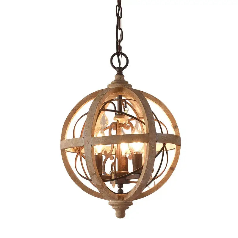 DecorBites™ Antique Wood Globe Chandelier for Bedroom Living Room Kitchen Dining Room