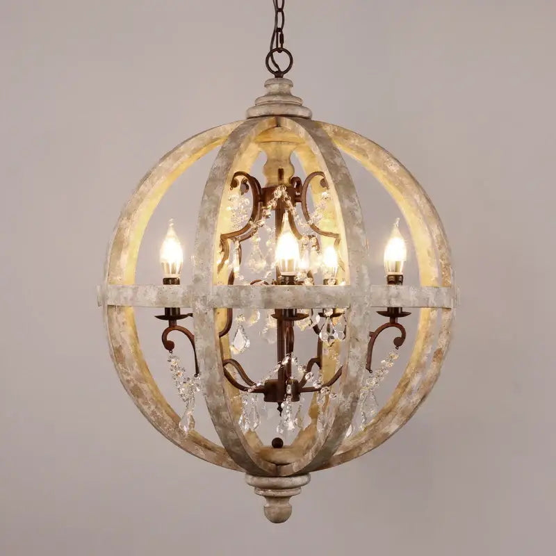 DecorBites™ Antique Wood Globe Chandelier for Bedroom Living Room Kitchen Dining Room