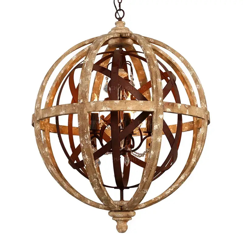 DecorBites™ Antique Wood Globe Chandelier for Bedroom Living Room Kitchen Dining Room
