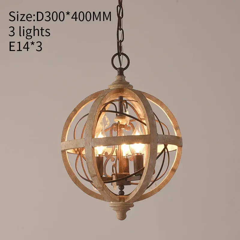 DecorBites™ Antique Wood Globe Chandelier for Bedroom Living Room Kitchen Dining Room