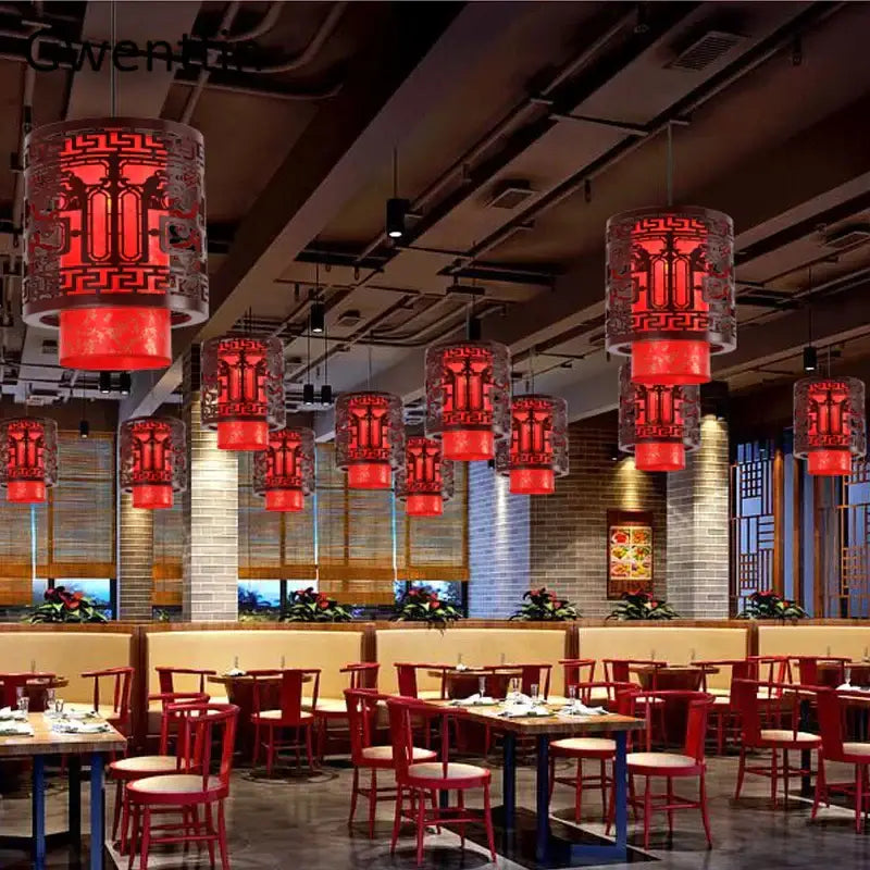 DecorBites™ Antique Wood Pendant Lights for Dining Room, LED Living Room Decor Lighting Fixtures