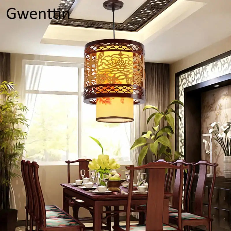 DecorBites™ Antique Wood Pendant Lights for Dining Room, LED Living Room Decor Lighting Fixtures