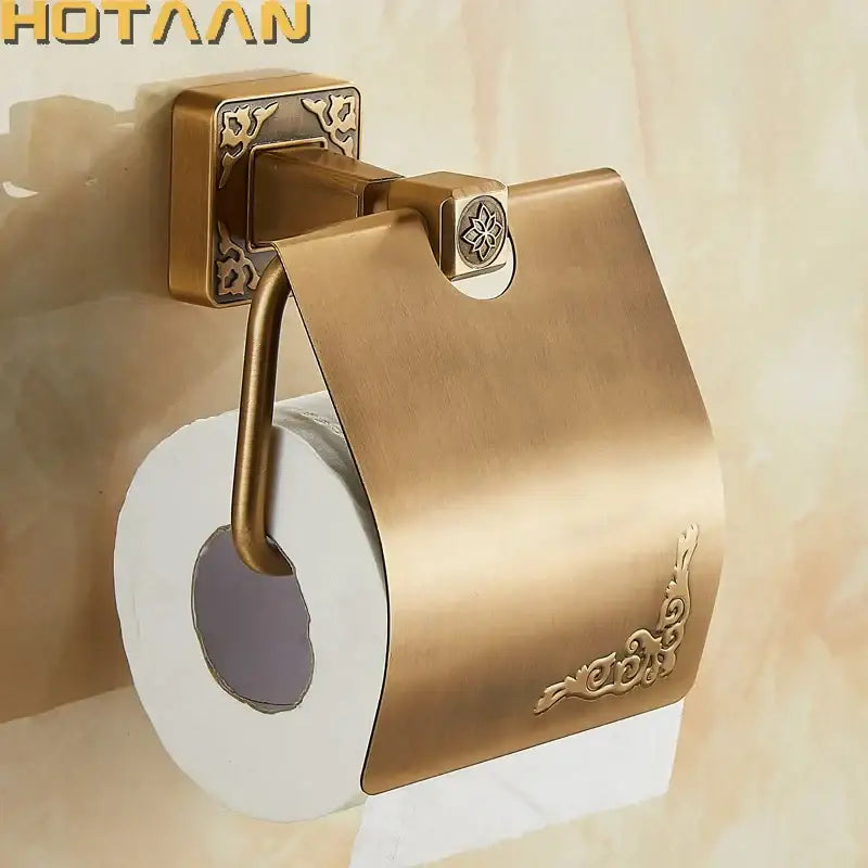 DecorBites™ Antiqued Brass Toilet Paper Holder - Classic Bathroom Accessory