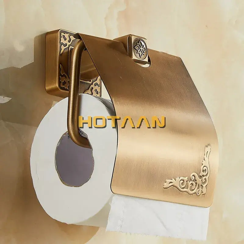 DecorBites™ Antiqued Brass Toilet Paper Holder - Classic Bathroom Accessory