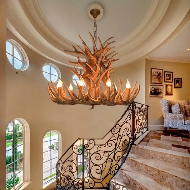 DecorBites™ Antler Pendant Chandelier for Home Decor and Lighting, Industrial Style Deer Horn Fixture