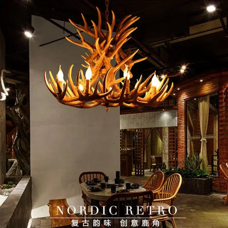 DecorBites™ Antler Pendant Chandelier for Home Decor and Lighting, Industrial Style Deer Horn Fixture