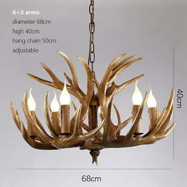 DecorBites™ Antler Pendant Chandelier for Home Decor and Lighting, Industrial Style Deer Horn Fixture