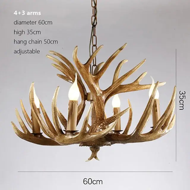 DecorBites™ Antler Pendant Chandelier for Home Decor and Lighting, Industrial Style Deer Horn Fixture