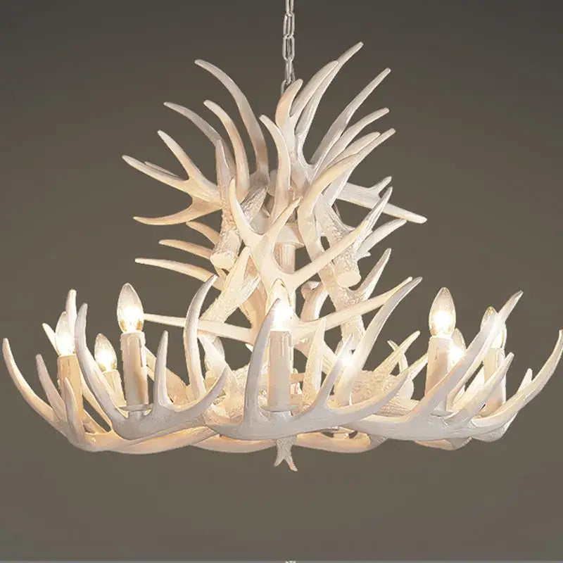 DecorBites™ Antler Pendant Chandelier for Living Room Decor - 6 Arms Deer Horn Hanging Lamp