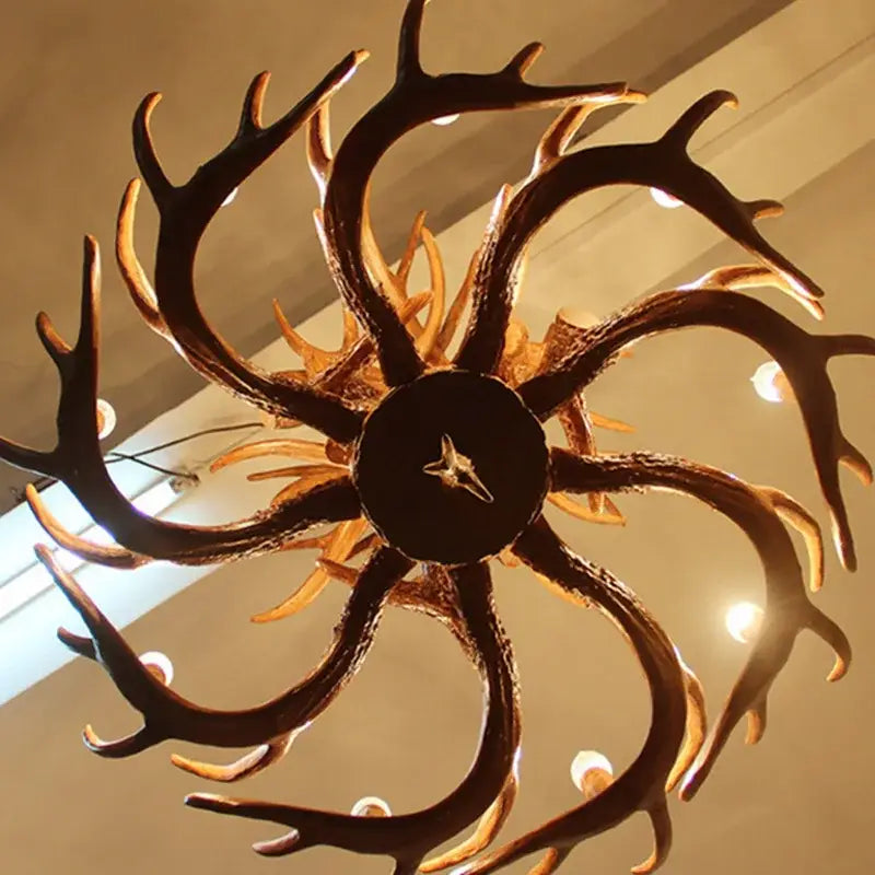 DecorBites™ Antler Pendant Chandelier for Living Room Decor - 6 Arms Deer Horn Hanging Lamp