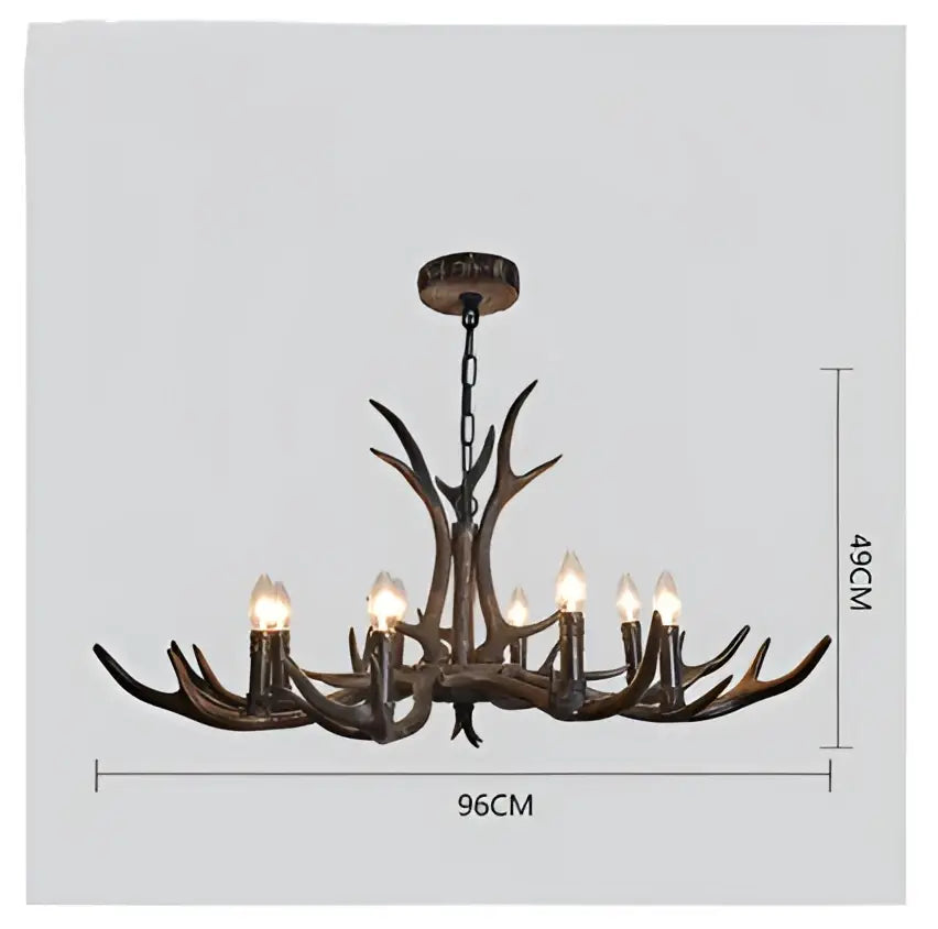 DecorBites™ Antler Resin Chandelier: American Country Retro Style LED Hanging Lamp