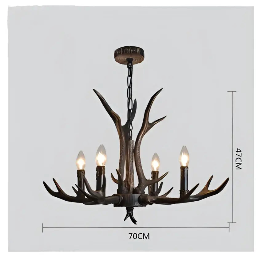 DecorBites™ Antler Resin Chandelier: American Country Retro Style LED Hanging Lamp