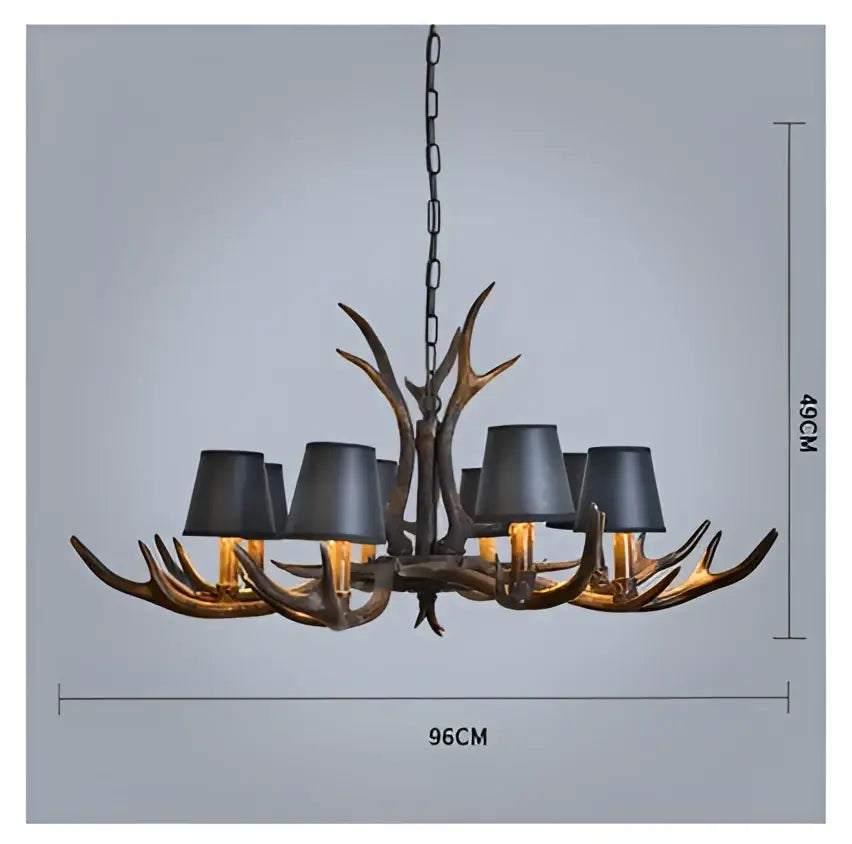 DecorBites™ Antler Resin Chandelier: American Country Retro Style LED Hanging Lamp