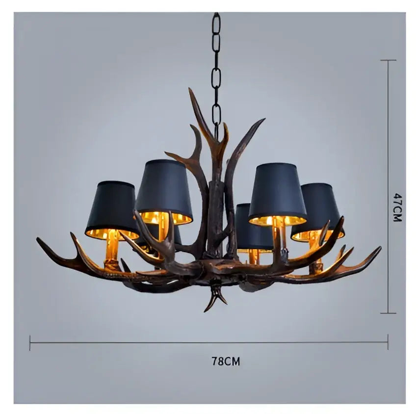 DecorBites™ Antler Resin Chandelier: American Country Retro Style LED Hanging Lamp