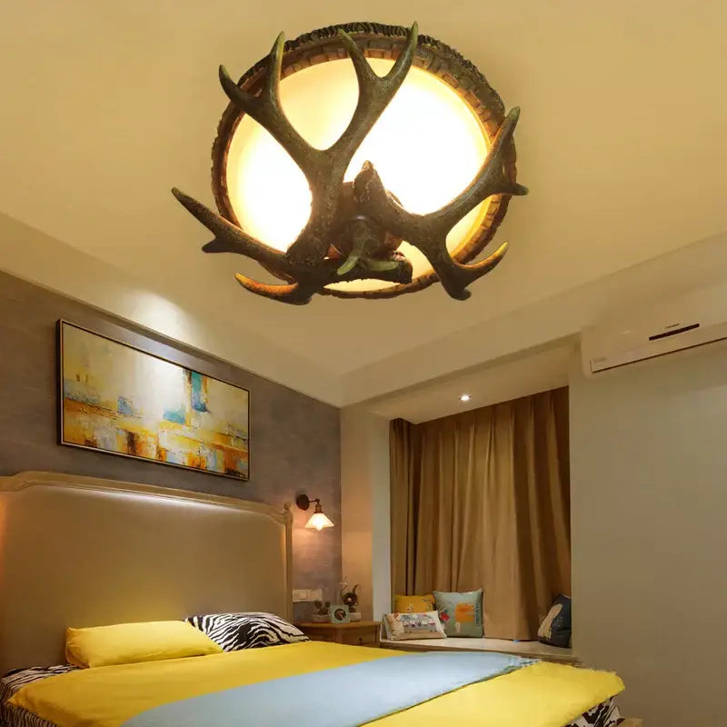 DecorBites™ Antler Resin Glass Ceiling Light American Country Retro Style Home Decor