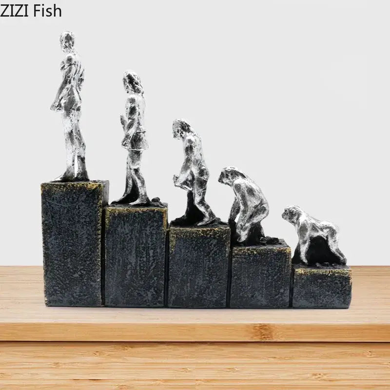 DecorBites™ Ape Man Evolution Sculpture Resin Artwork Decor Ornaments Model Statue