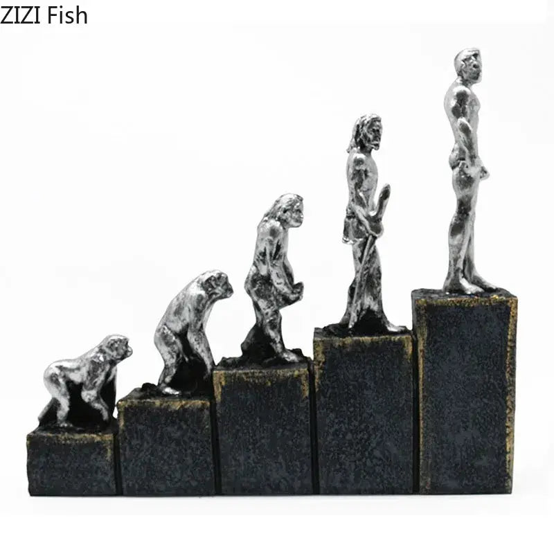 DecorBites™ Ape Man Evolution Sculpture Resin Artwork Decor Ornaments Model Statue