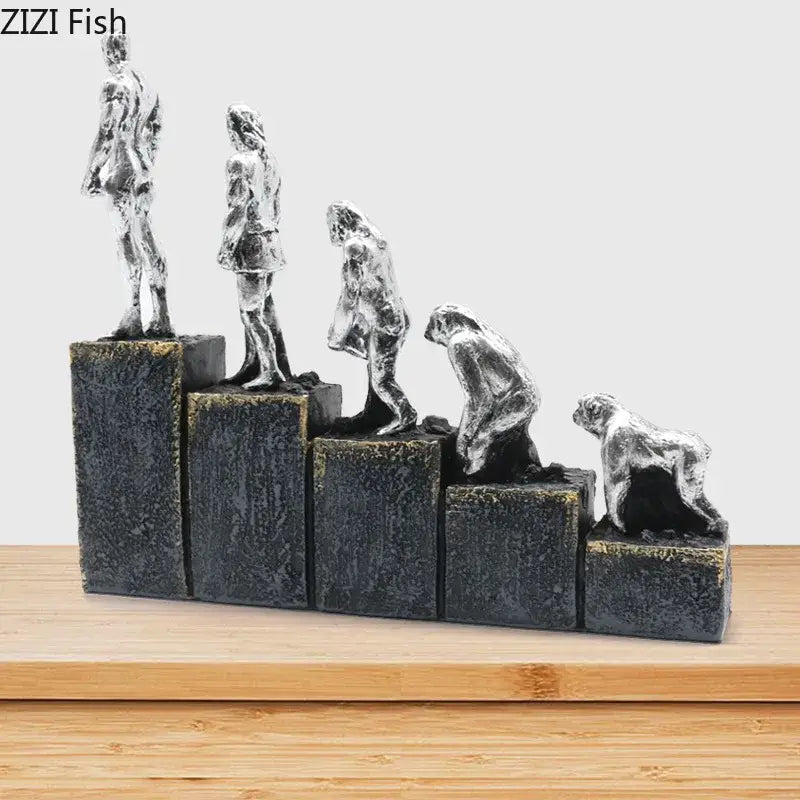 DecorBites™ Ape Man Evolution Sculpture Resin Artwork Decor Ornaments Model Statue