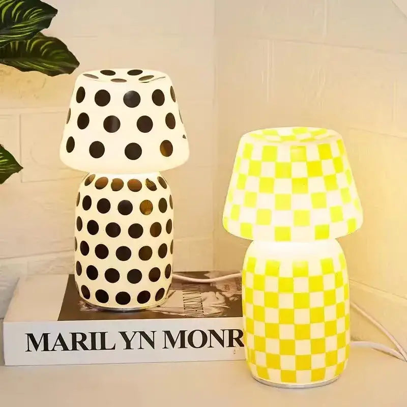 DecorBites™ Apollo Mushroom Glass Table Lamp - White Glass Bedside Night Light