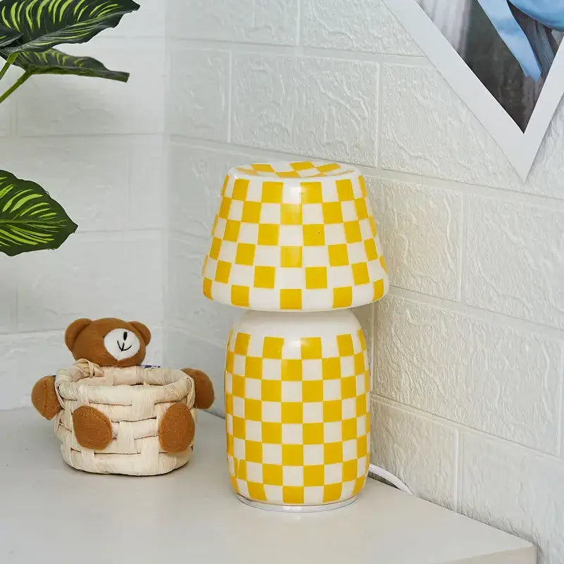 DecorBites™ Apollo Mushroom Glass Table Lamp - White Glass Bedside Night Light