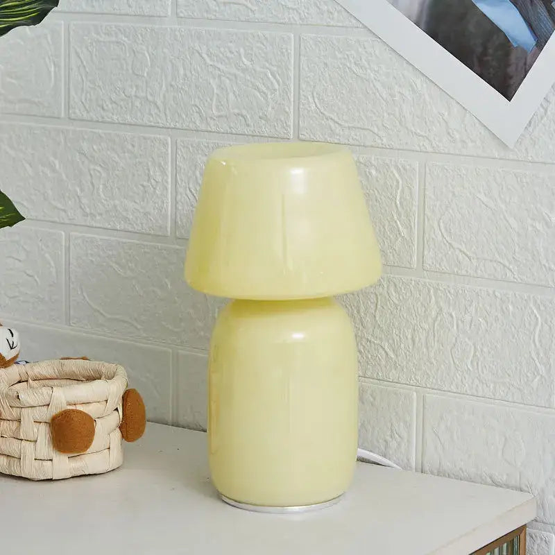 DecorBites™ Apollo Mushroom Glass Table Lamp - White Glass Bedside Night Light