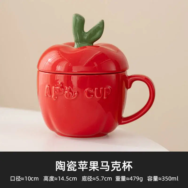 DecorBites™ Apple Fruit Ceramic Mug for Kids Breakfast, Festivals, Birthday Gift