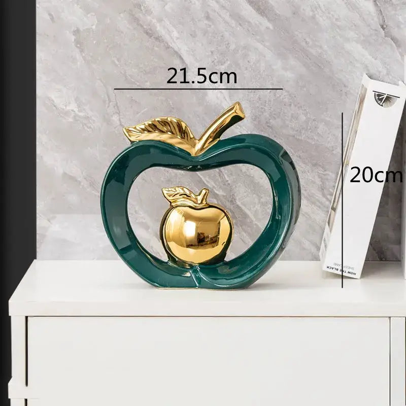 DecorBites™ Apple Hollow Golden Ceramic Art Crafts Candy Jar Storage Home Decor