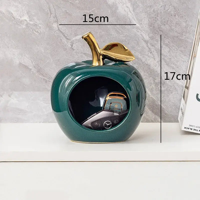 DecorBites™ Apple Hollow Golden Ceramic Art Crafts Candy Jar Storage Home Decor