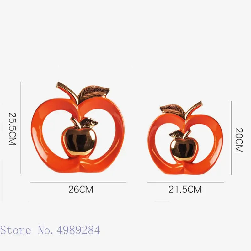 DecorBites™ Apple Hollow Golden Ceramic Art Crafts Candy Jar Storage Home Decor