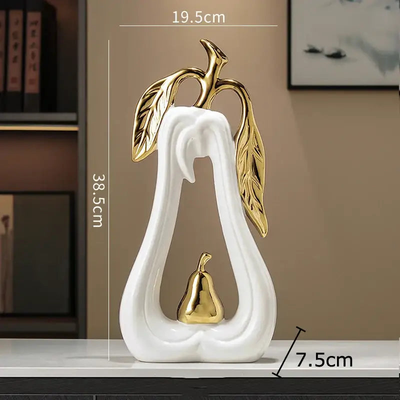 DecorBites™ Apple Sculpture: Gold-Plated Ceramic Desk Ornament for Minimalist Room Decor