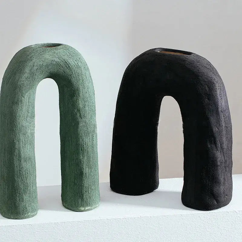 DecorBites™ Arc Ceramic Vase Geometric Abstract Home Decor Flower Arrangement Accessory
