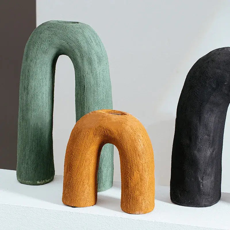 DecorBites™ Arc Ceramic Vase Geometric Abstract Home Decor Flower Arrangement Accessory