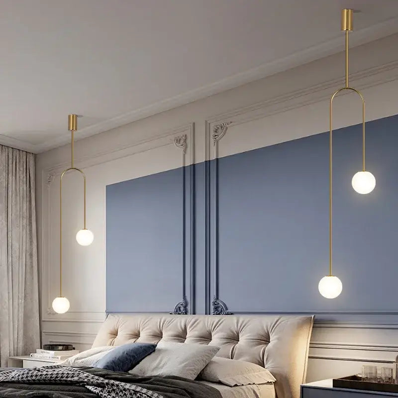 DecorBites™ Arc Line Chandelier: Nordic Suspension Pendant for Living Dining Room Kitchen