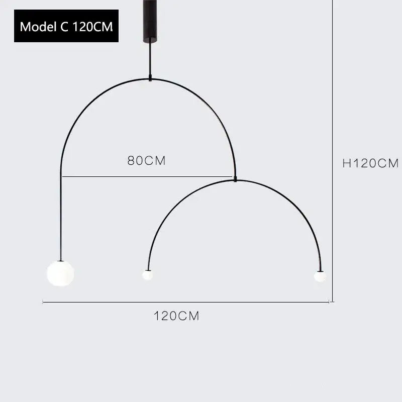DecorBites™ Arc Line Chandelier: Nordic Suspension Pendant for Living Dining Room Kitchen