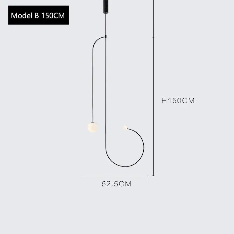 DecorBites™ Arc Line Chandelier: Nordic Suspension Pendant for Living Dining Room Kitchen