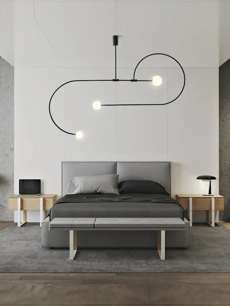 DecorBites™ Arc Line Chandelier: Nordic Suspension Pendant for Living Dining Room Kitchen