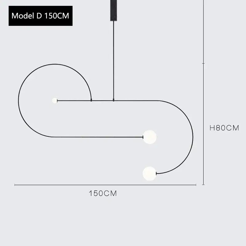 DecorBites™ Arc Line Chandelier: Nordic Suspension Pendant for Living Dining Room Kitchen