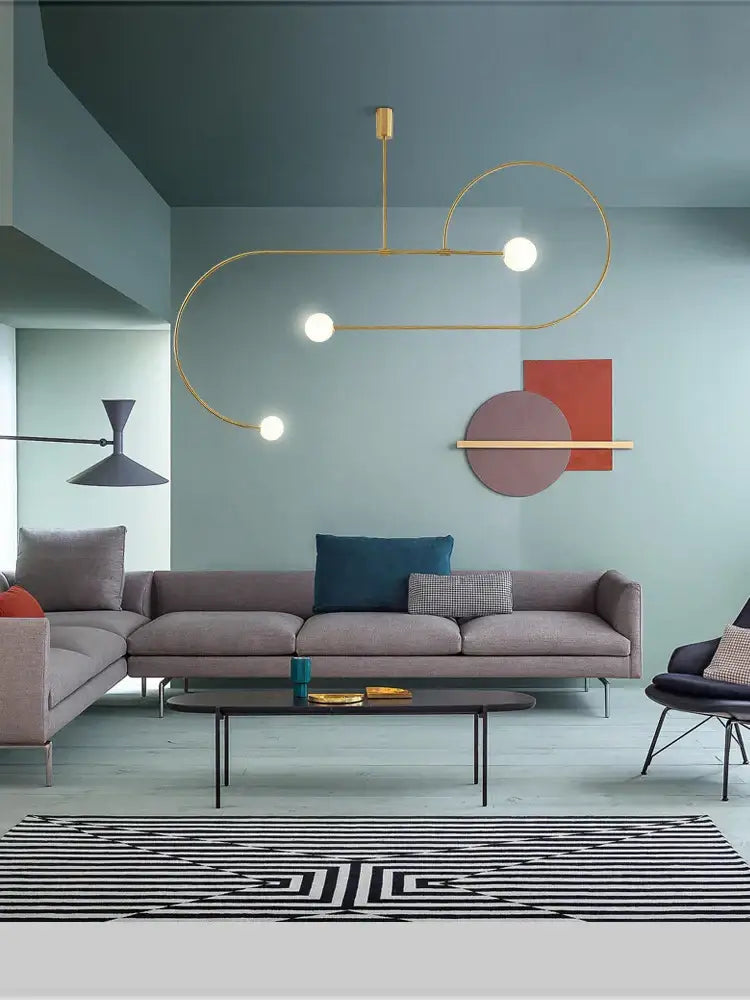 DecorBites™ Arc Line Chandelier: Nordic Suspension Pendant for Living Dining Room Kitchen