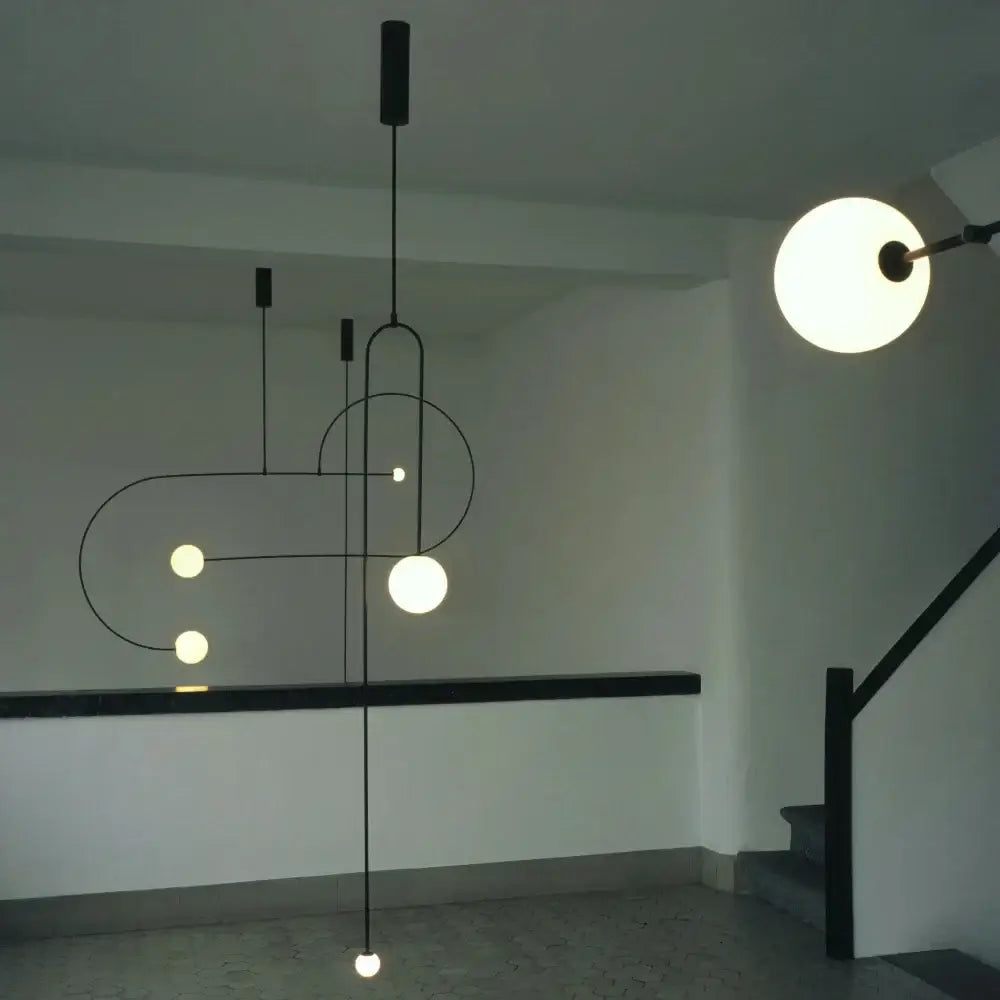 DecorBites™ Arc Line Chandelier: Nordic Suspension Pendant for Living Dining Room Kitchen