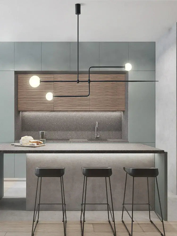 DecorBites™ Arc Line Chandelier: Nordic Suspension Pendant for Living Dining Room Kitchen