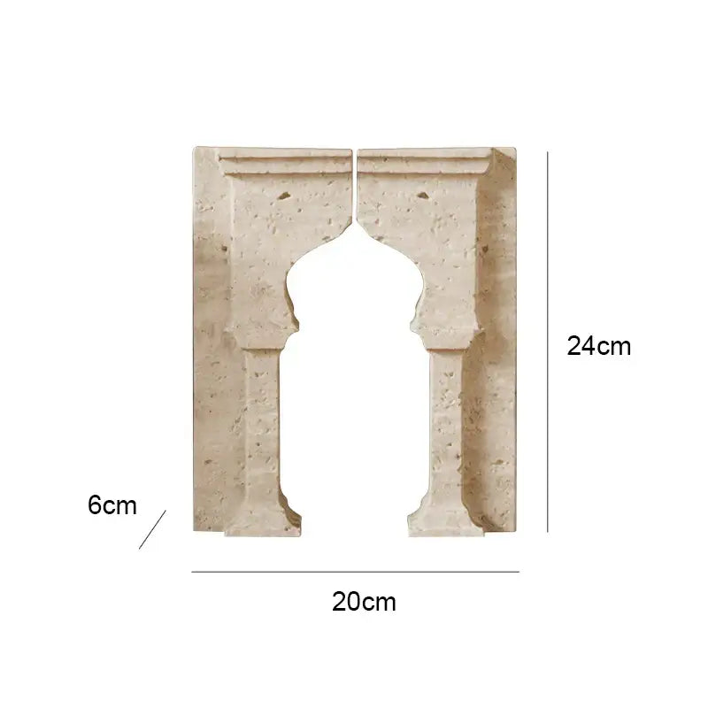 DecorBites™ Archway Shape Travertine Sculpture Figurine Statue for Home Decor