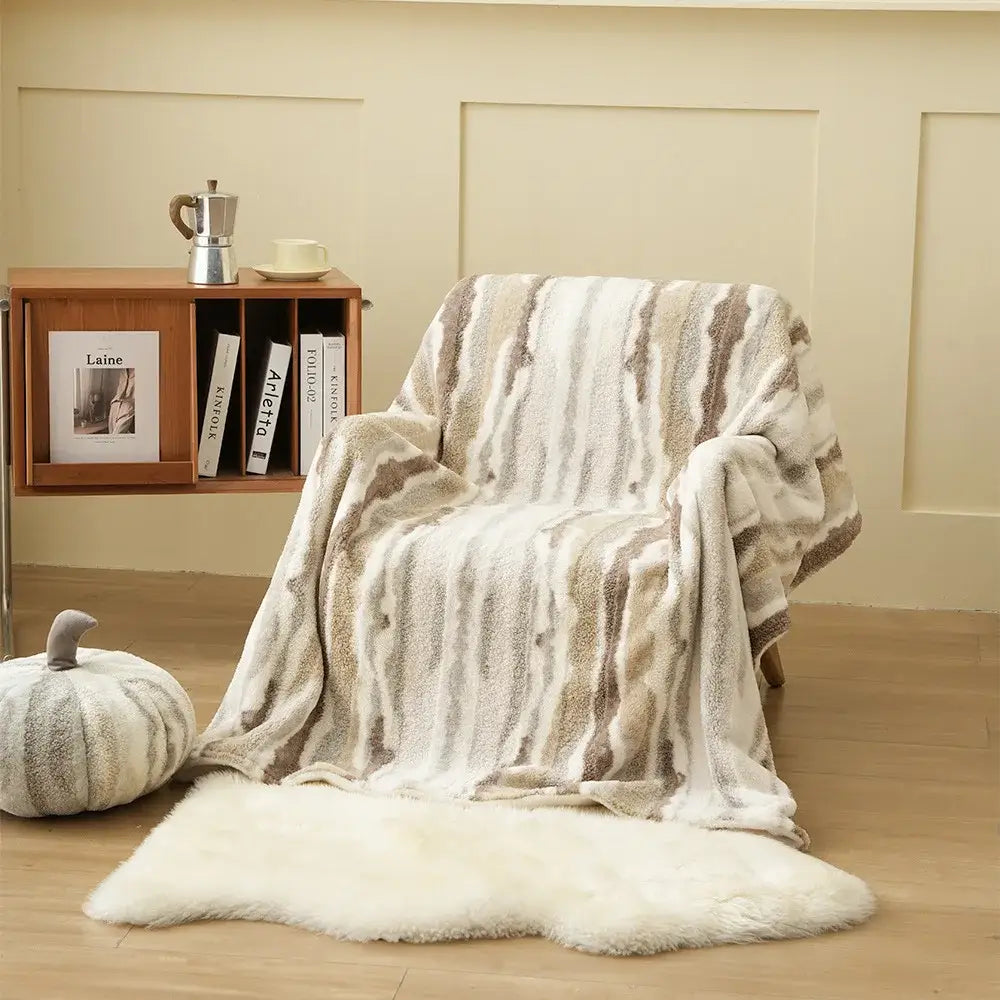 DecorBites™ Arctic Velvet Faux Rabbit Throw Blanket | Cozy, Warm, & Luxurious Comfort Blanket