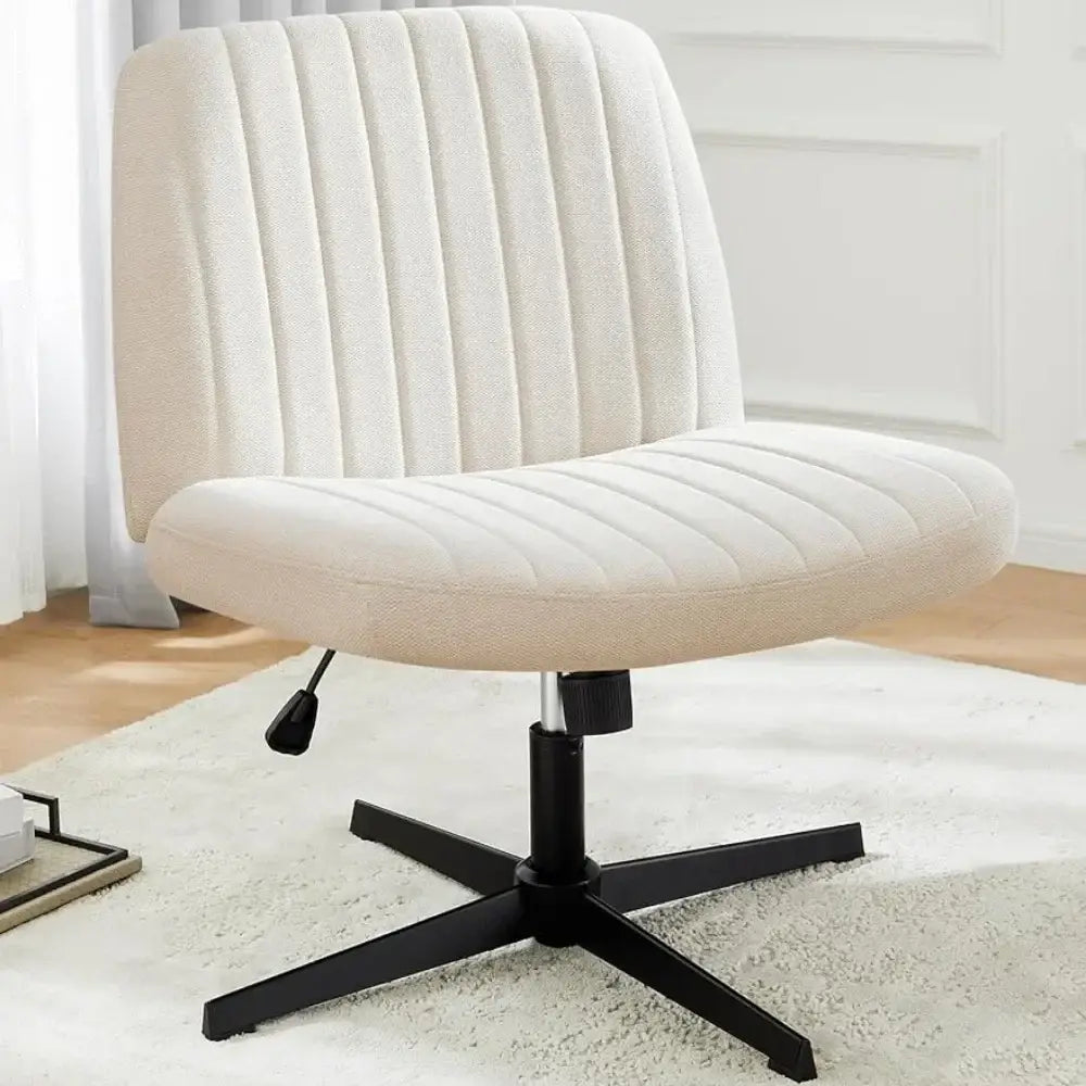 DecorBites™ Armless Wide Desk Chair - Modern Office Chair with Cross-Legged Design