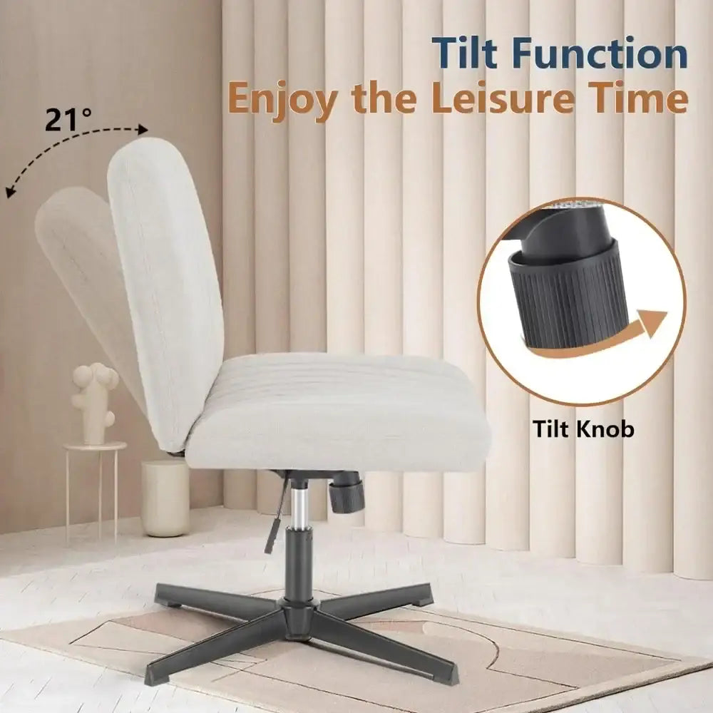 DecorBites™ Armless Wide Desk Chair - Modern Office Chair with Cross-Legged Design