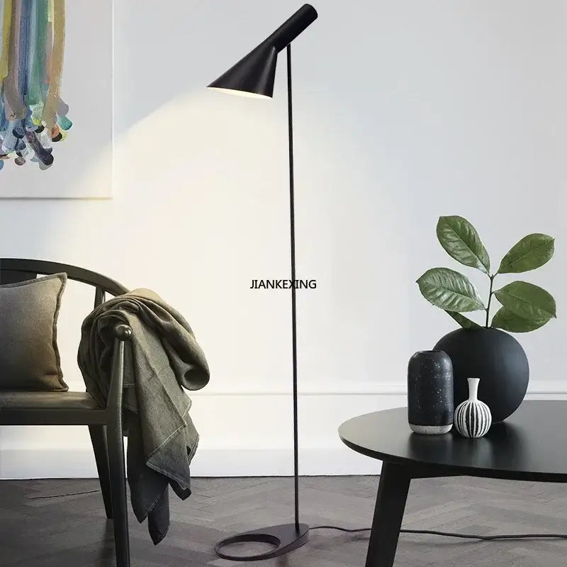 DecorBites™ Arne Jacobsen Corner Floor Lamp Black White LED Modern Living Room Decor