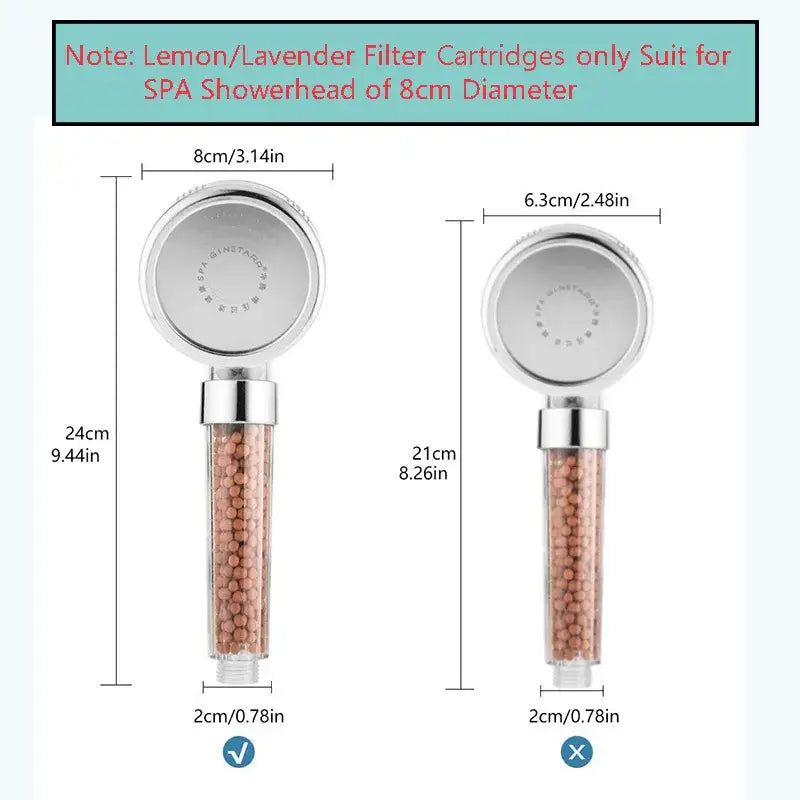 DecorBites™ Aroma Shower Head: Vitamin Lemon Lavender Rose Scent High Pressure Water Filtration